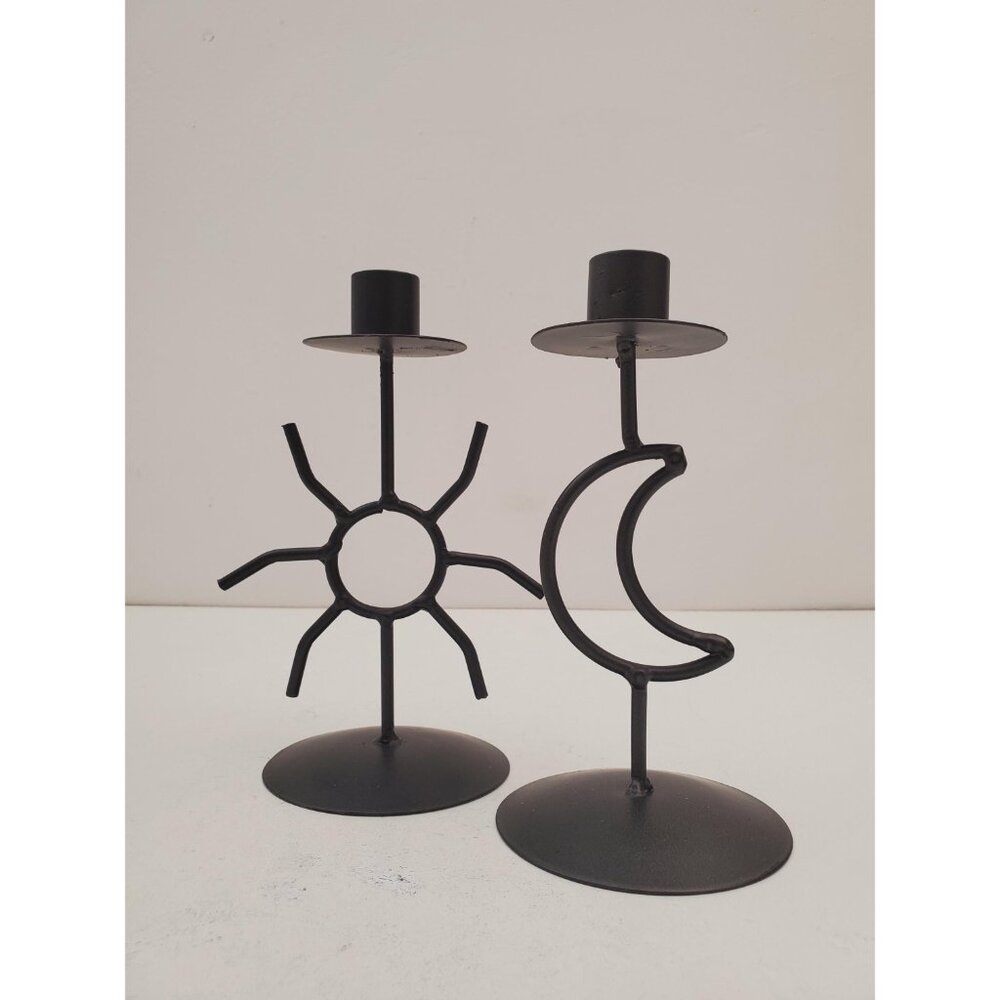 Celestial candlestick Metal star and moon candle holder Vintage altar decor Gift - Picture 2 of 10
